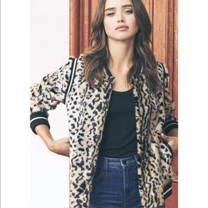 SAYLOR Emanuela leopard faux fur bomber jacket